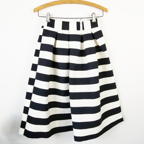 ASOS Black And White Scuba Striped Midi Skirt 00P - Picture 4 of 9
